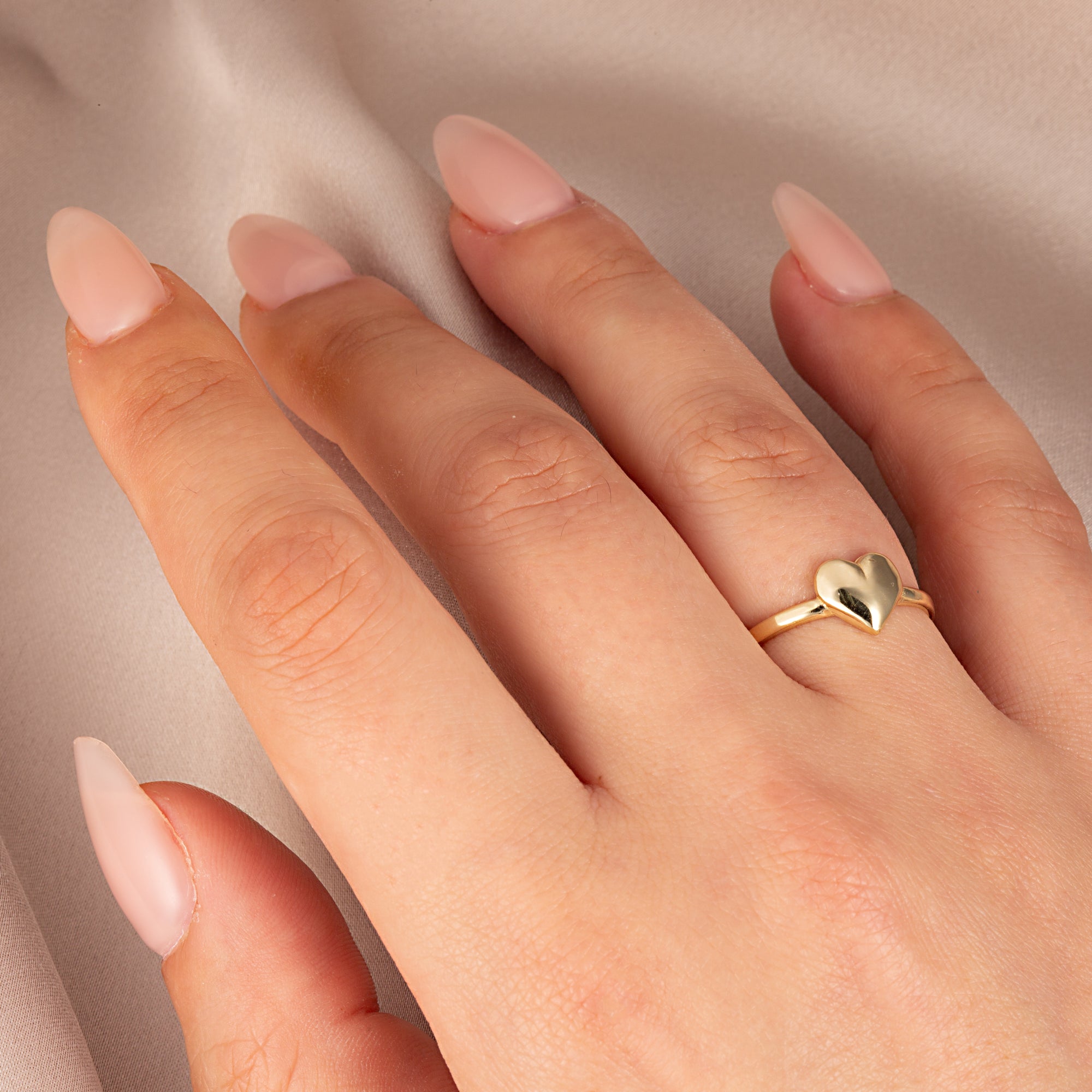 Solid Gold Heart Love Ring, view 2
