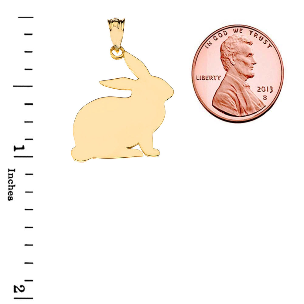 Solid Gold High Polished Bunny Pendant Necklace, view 2