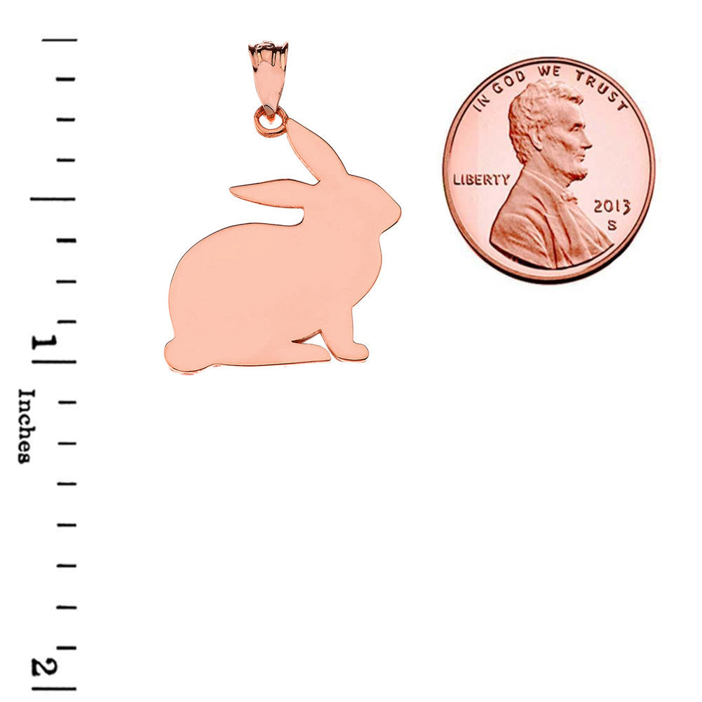 Solid Gold High Polished Bunny Pendant Necklace, view 4