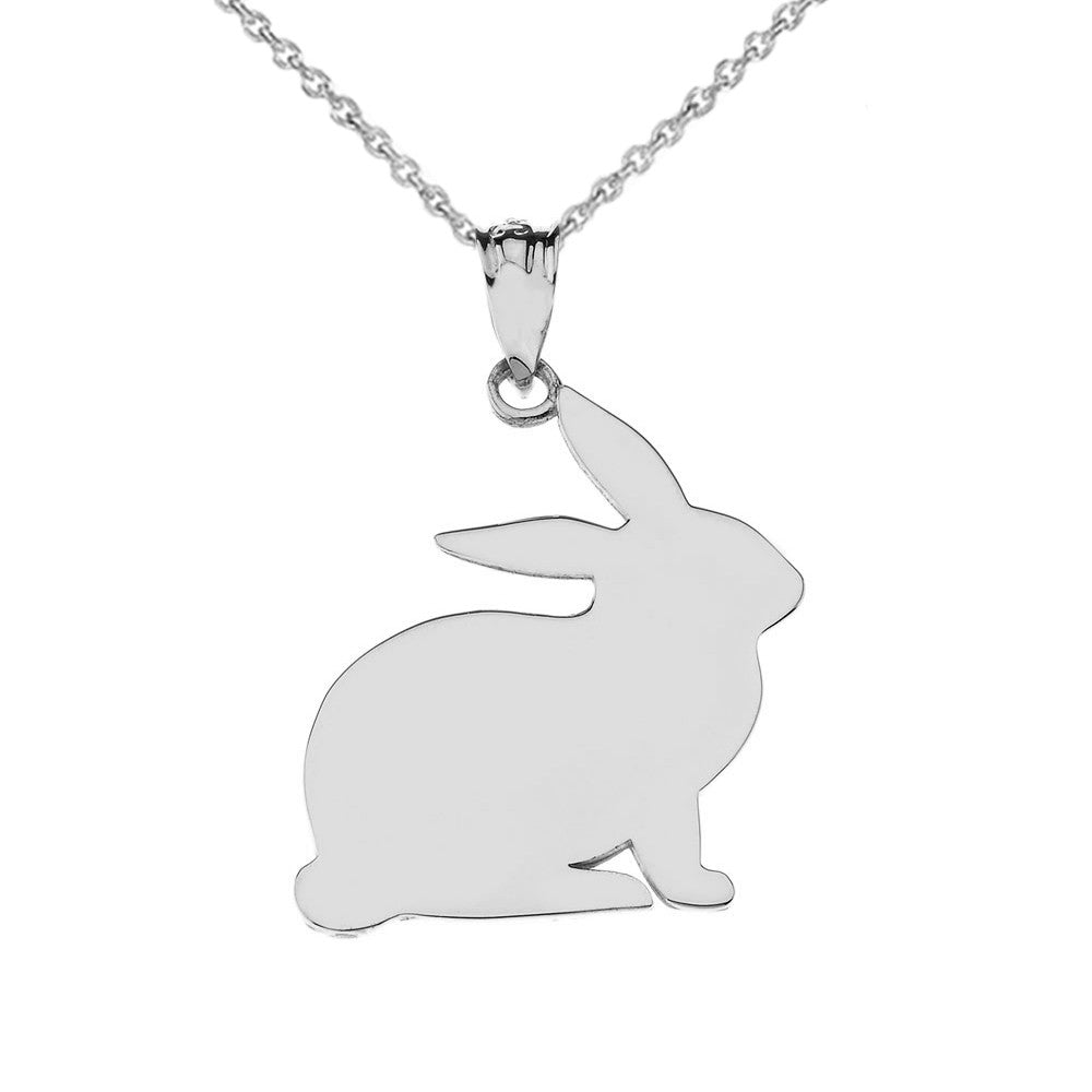 Solid Gold High Polished Bunny Pendant Necklace, view 5