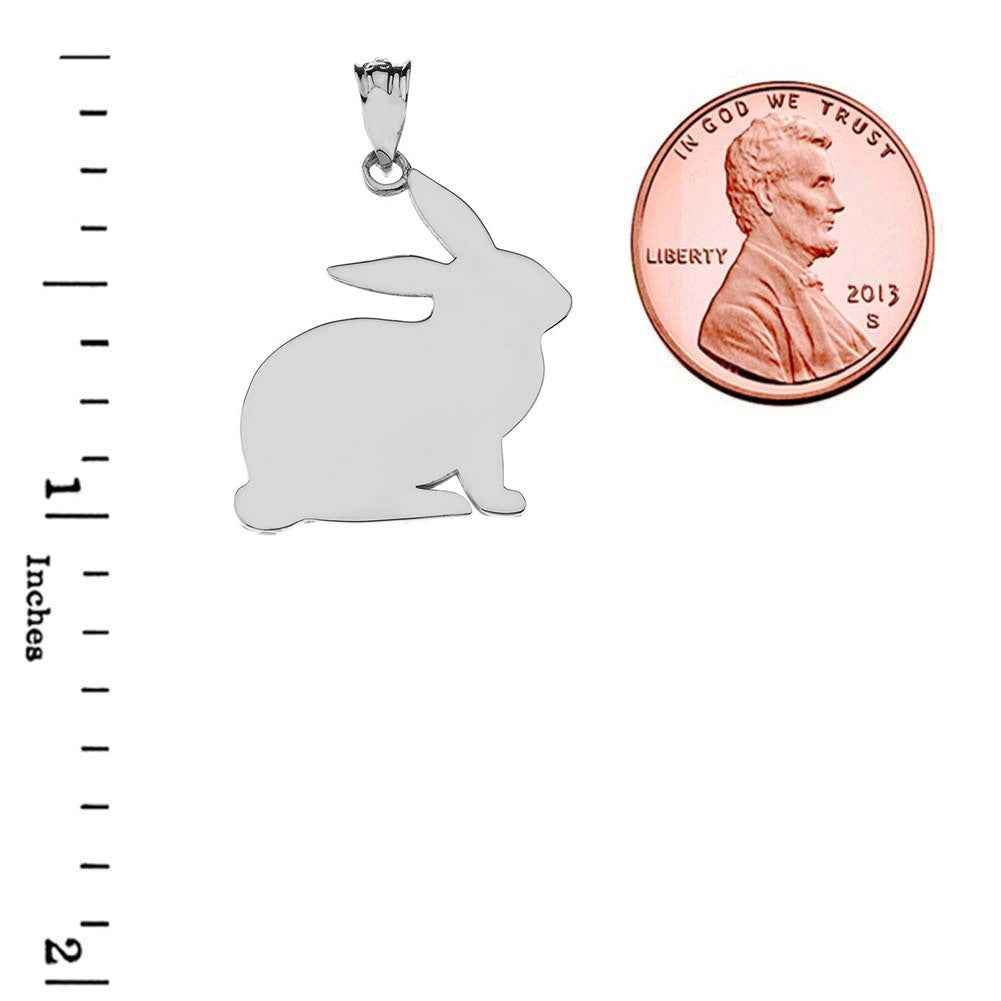 Solid Gold High Polished Bunny Pendant Necklace, view 6