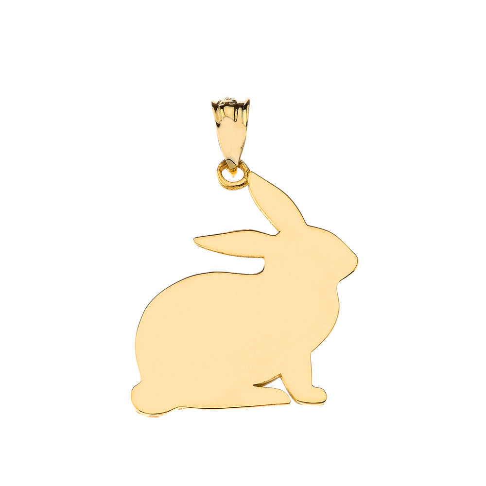 Solid Gold High Polished Bunny Pendant Necklace, view 7