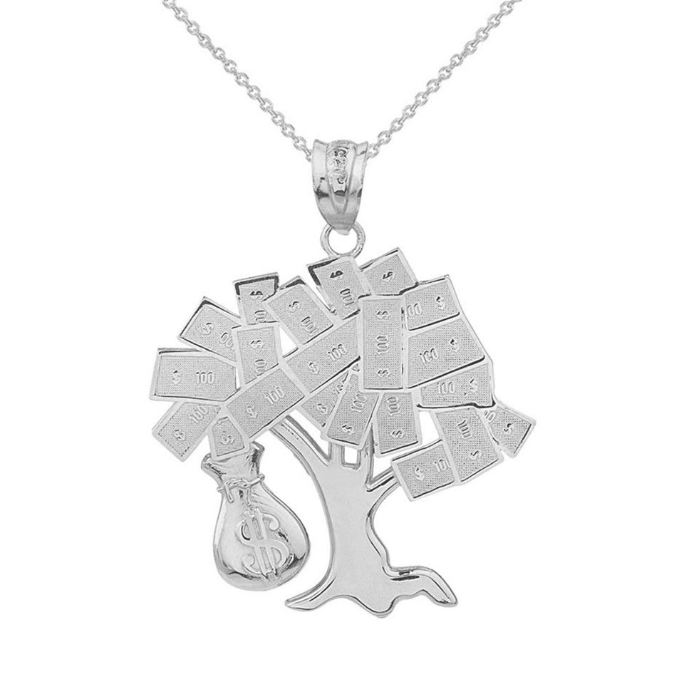 Solid Gold Hip Hop Money Tree Money Bag Pendant Necklace, view 5