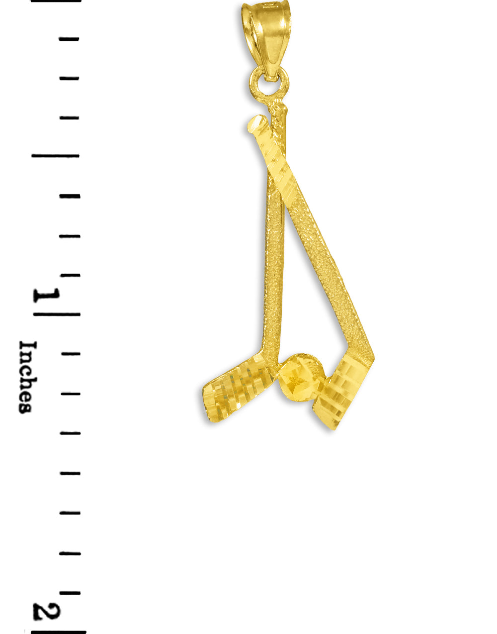 Solid Gold Hockey Sticks Charm Sports Pendant Necklace, view 2