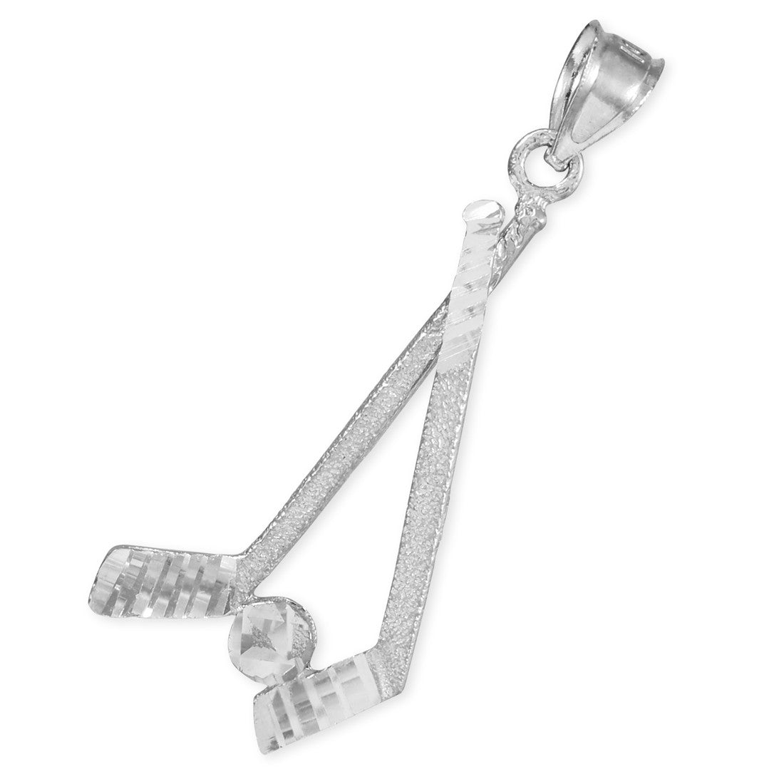 Solid Gold Hockey Sticks Charm Sports Pendant Necklace, view 3