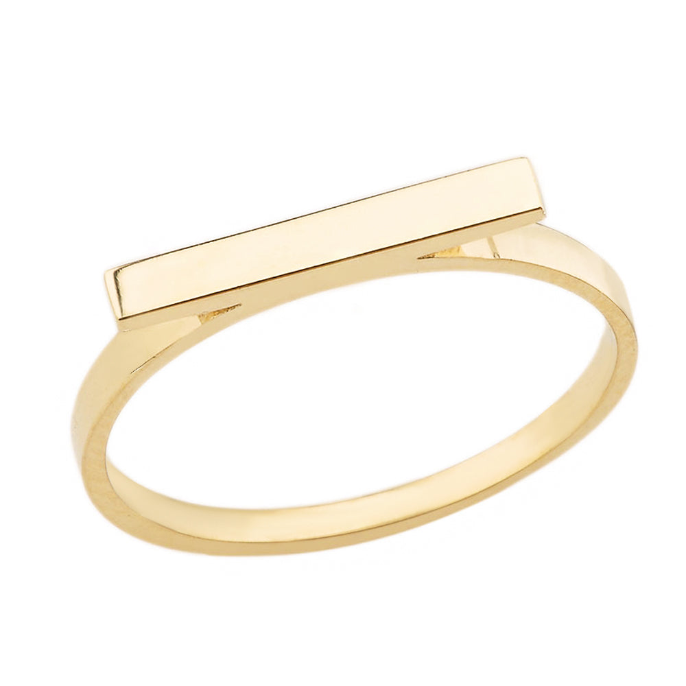 Solid Gold Horizontal Bar Ring