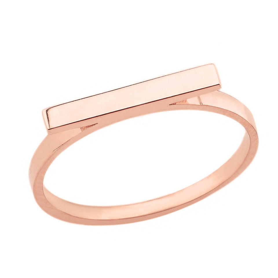 Solid Gold Horizontal Bar Ring, view 3
