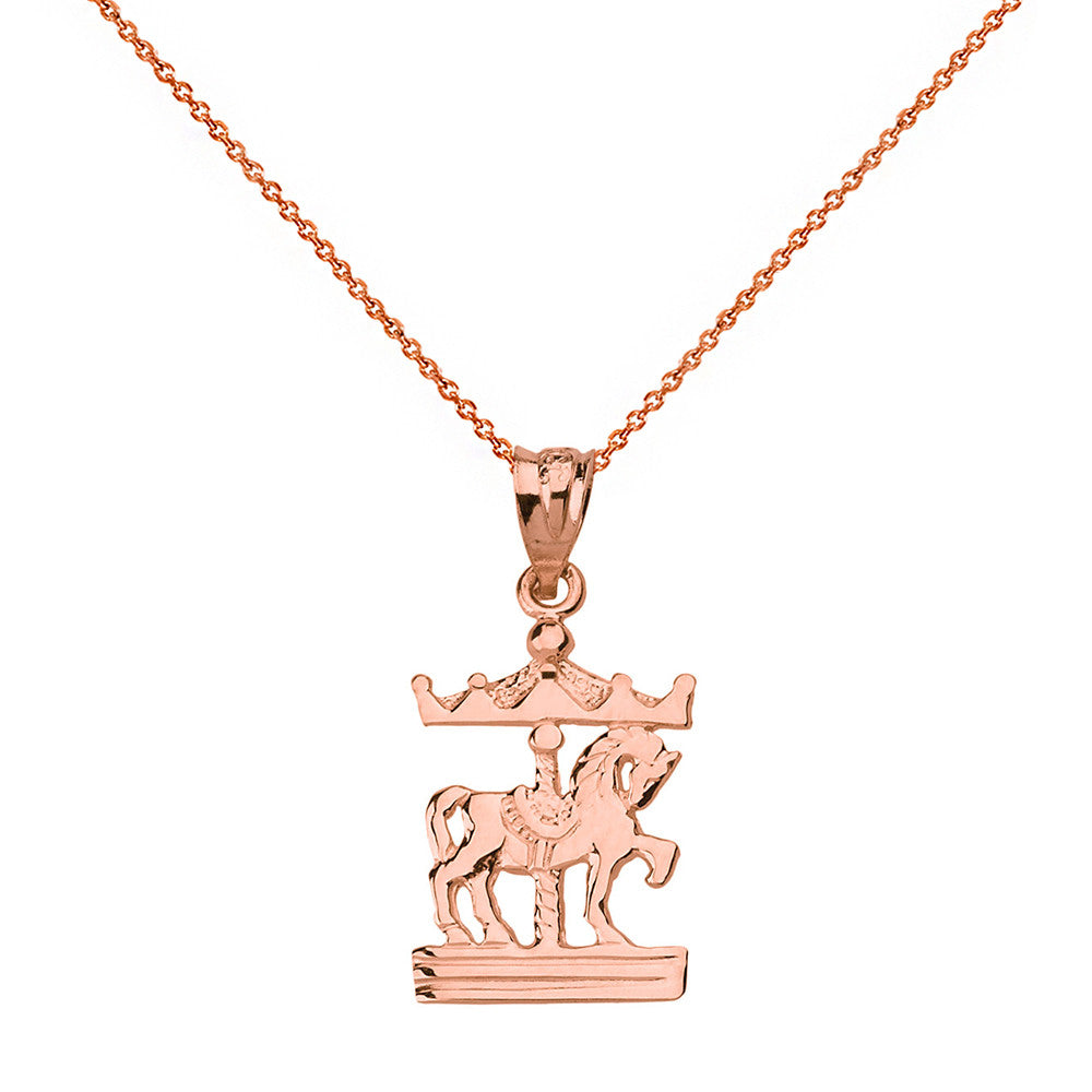 Solid Gold Horse Carousel Pendant Necklace, view 2