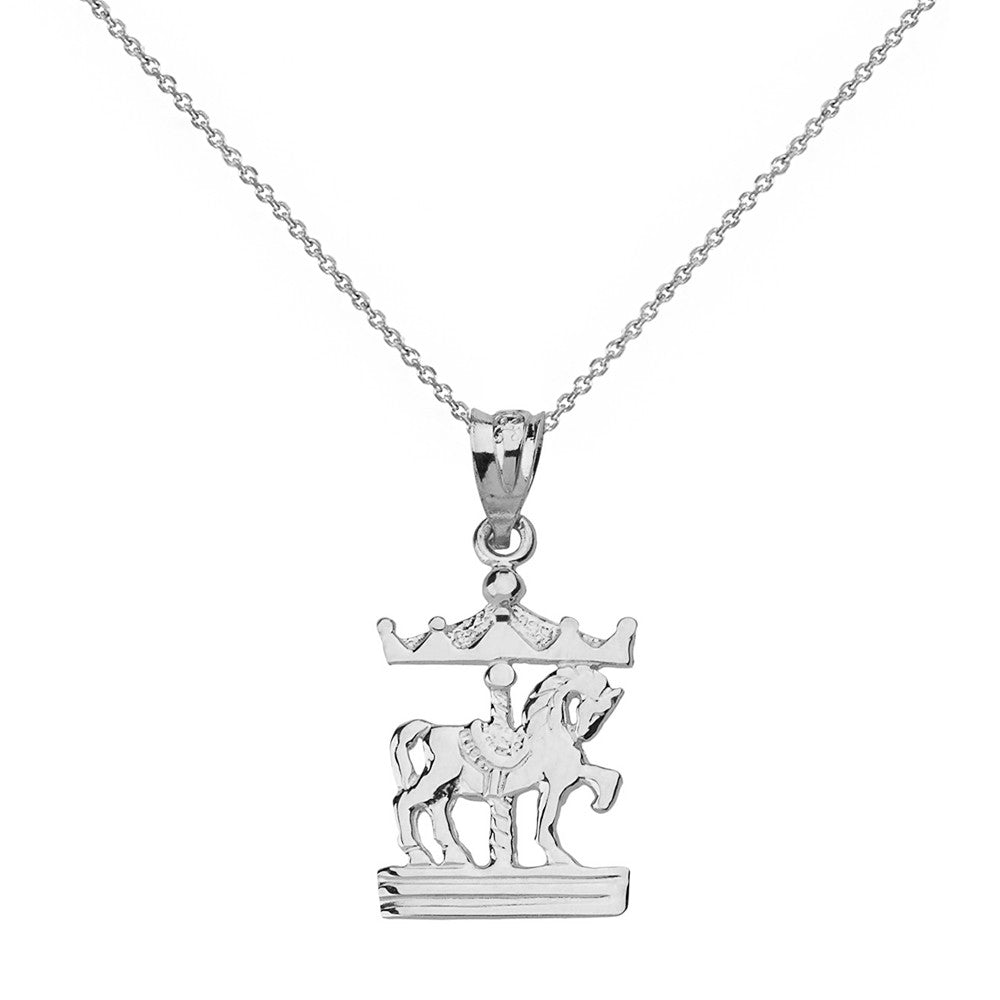 Solid Gold Horse Carousel Pendant Necklace, view 3