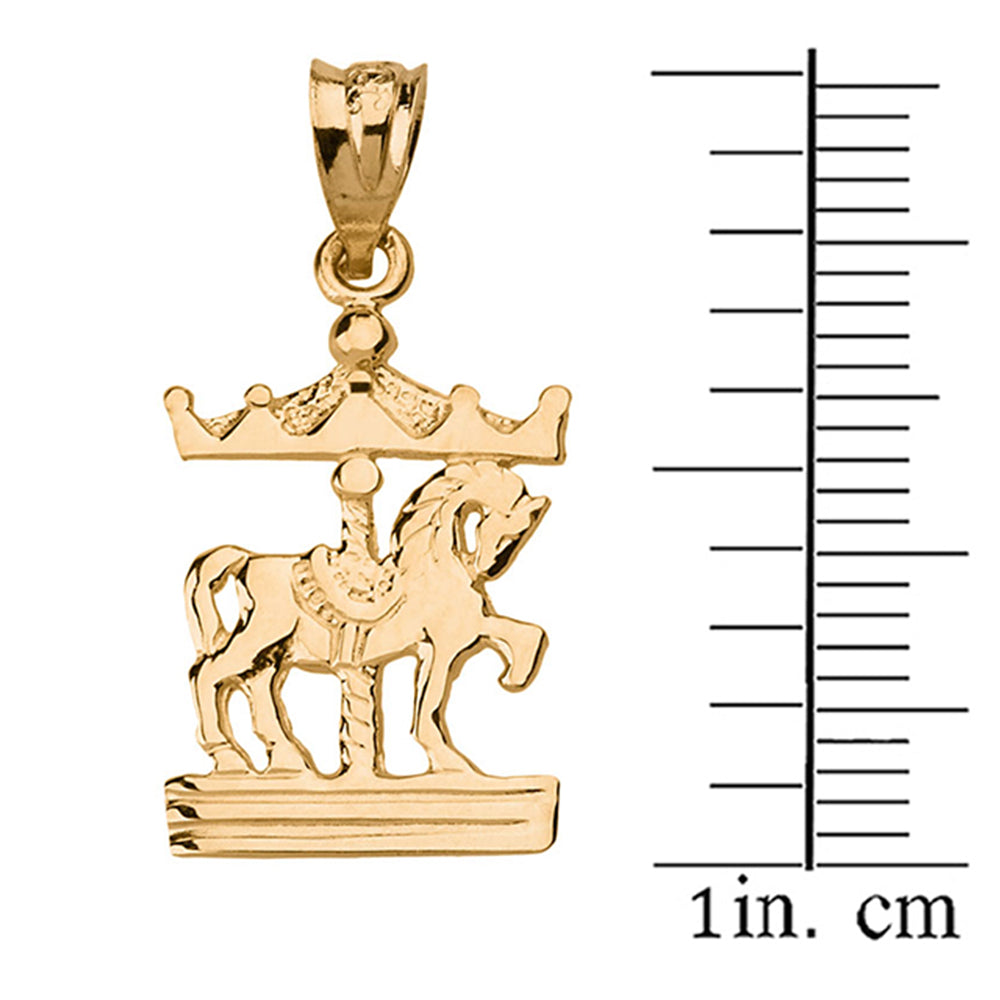 Solid Gold Horse Carousel Pendant Necklace, view 4