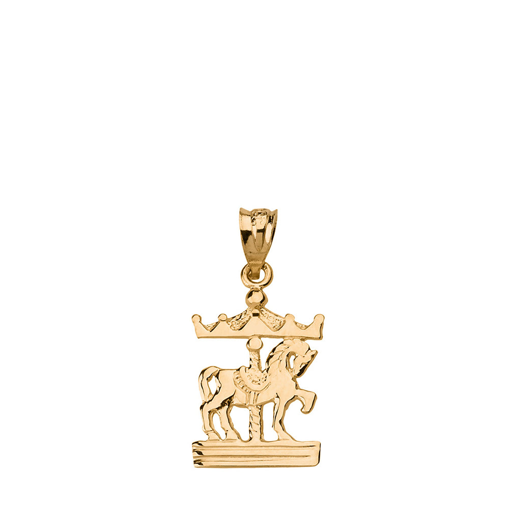 Solid Gold Horse Carousel Pendant Necklace, view 5