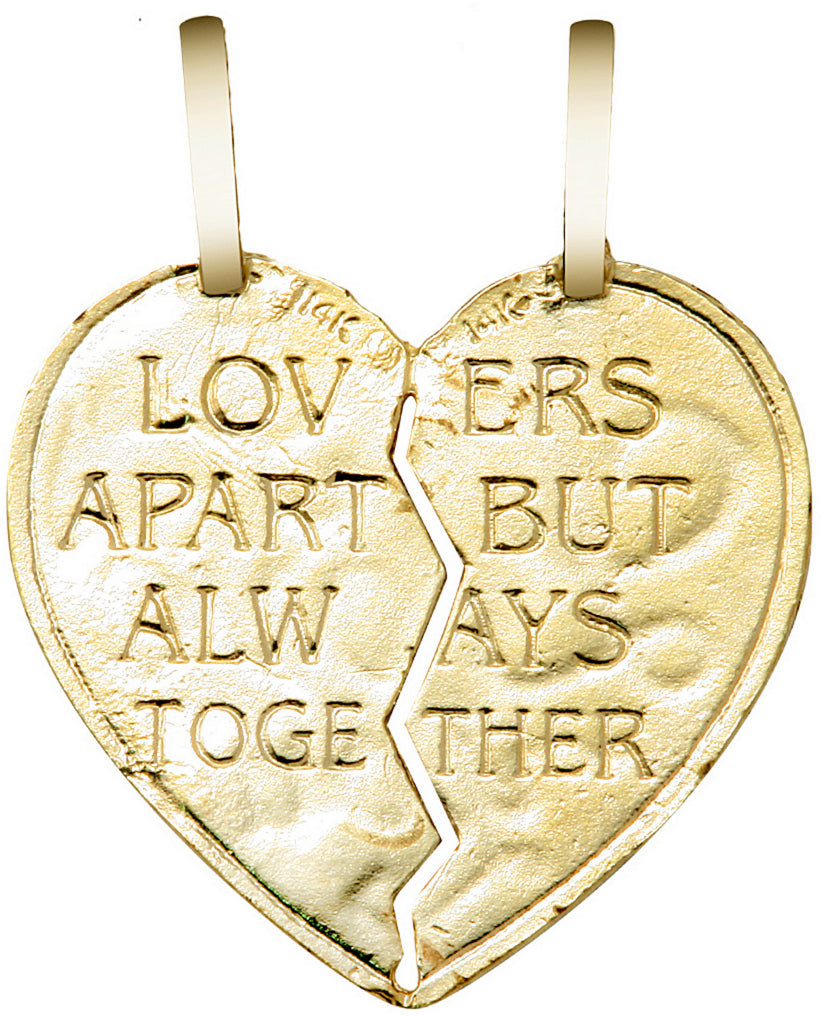 Solid Gold "I LOVE YOU" Reversable Breakable Heart Double Pendant