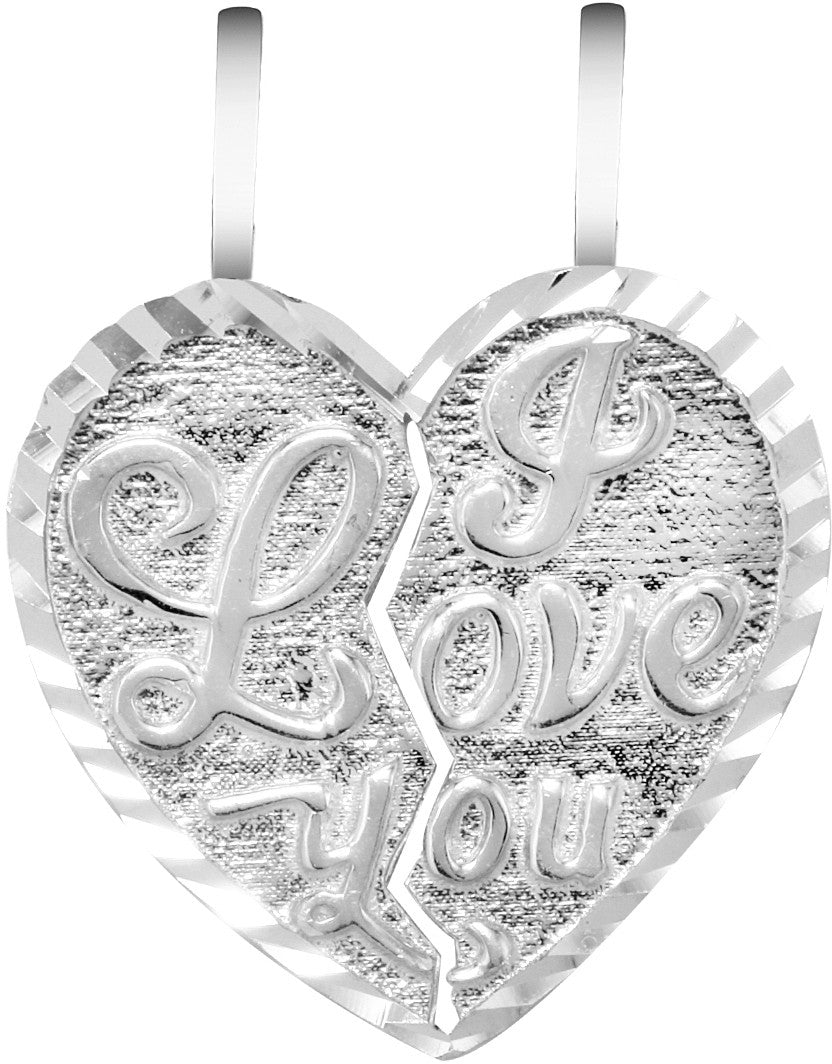 Solid Gold "I LOVE YOU" Reversable Breakable Heart Double Pendant, view 4