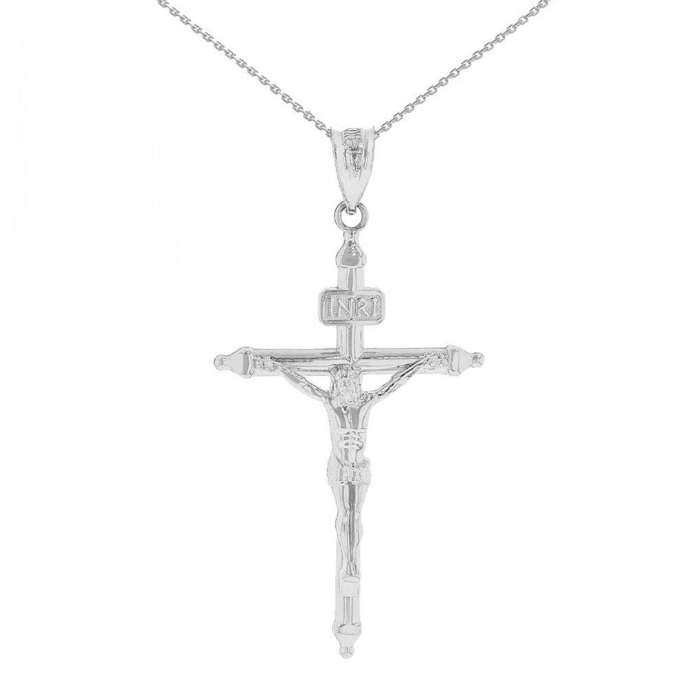 Solid Gold INRI Christ Passion Cross Crucifix Pendant Necklace 1.2" (32 mm), view 7
