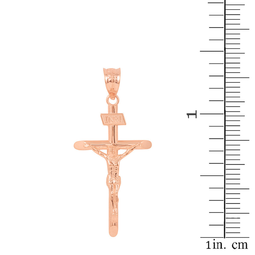 Solid Gold INRI Cross Pendant Necklace (1.39"), view 4