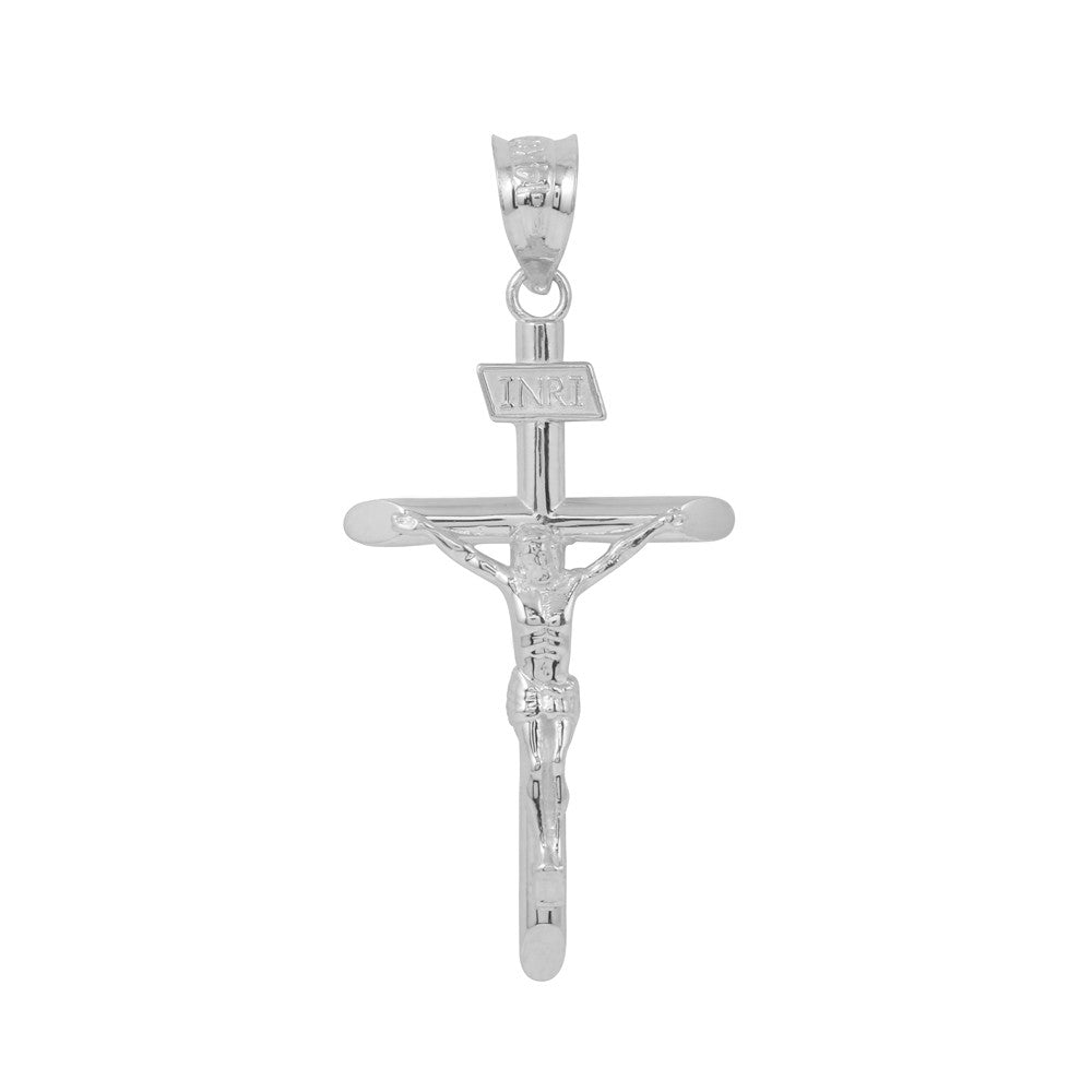 Solid Gold INRI Cross Pendant Necklace (1.39"), view 5