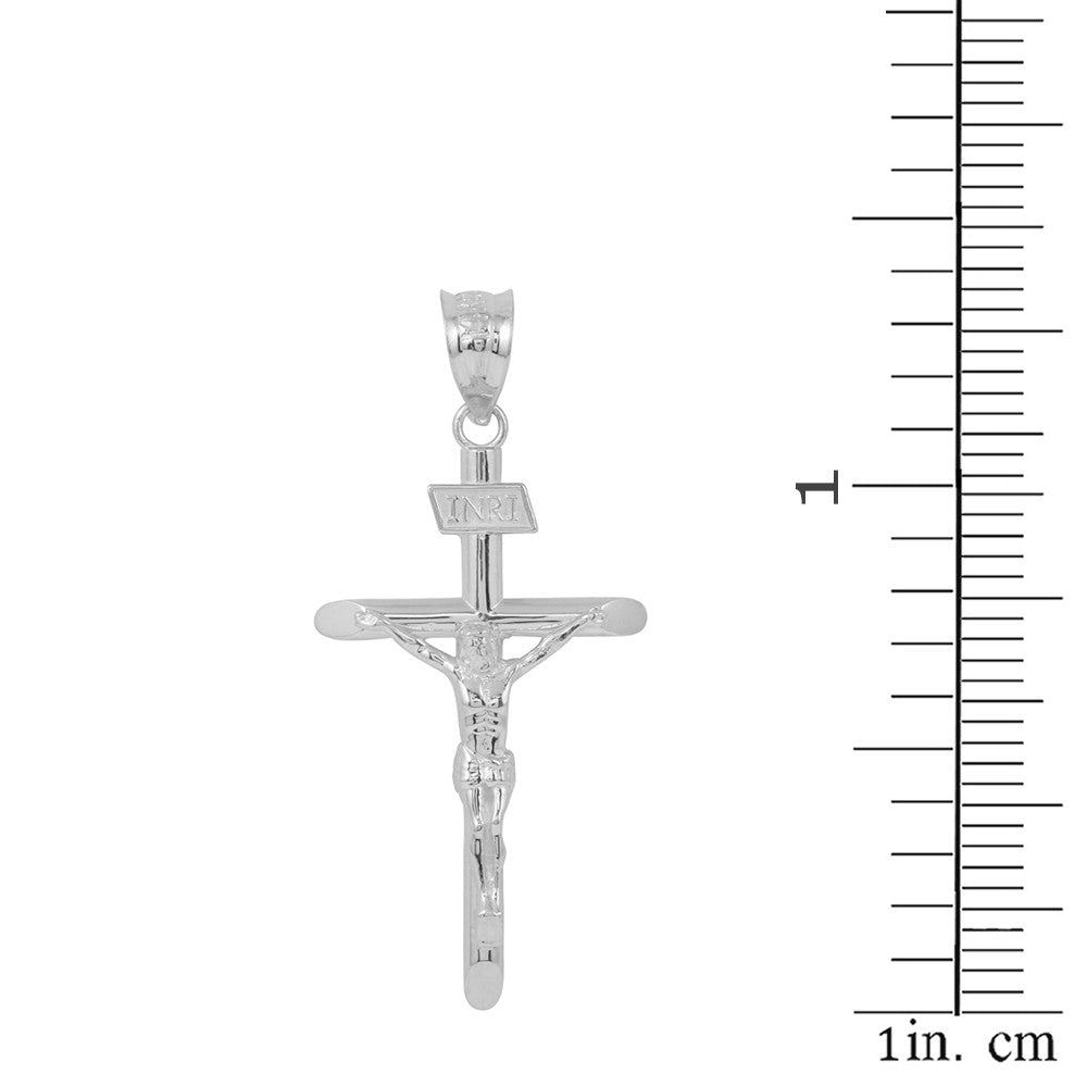 Solid Gold INRI Cross Pendant Necklace (1.39"), view 6