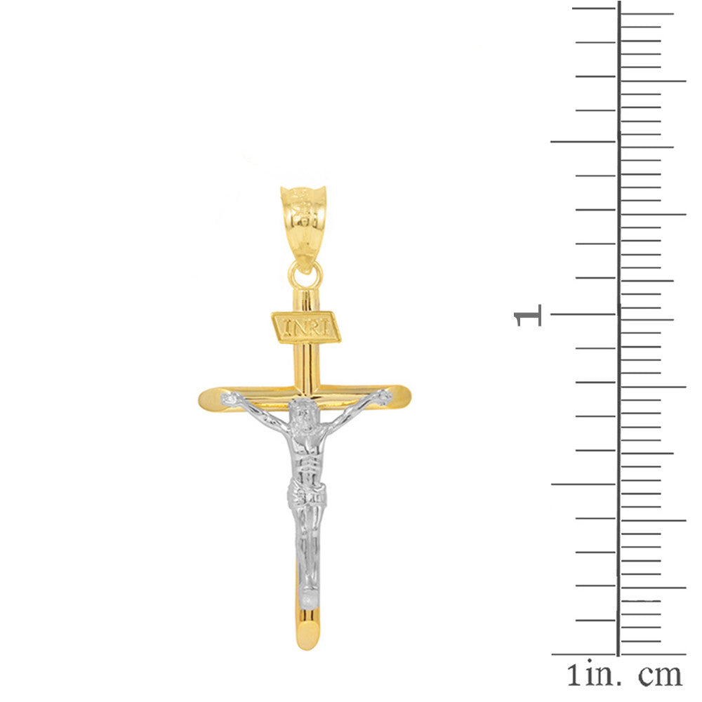 Solid Gold INRI Cross Pendant Necklace (1.39"), view 8
