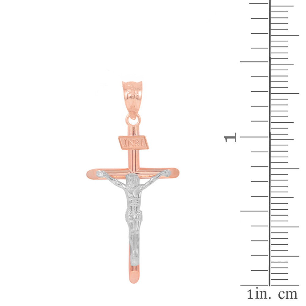 Solid Gold INRI Cross Pendant Necklace (1.39"), view 10