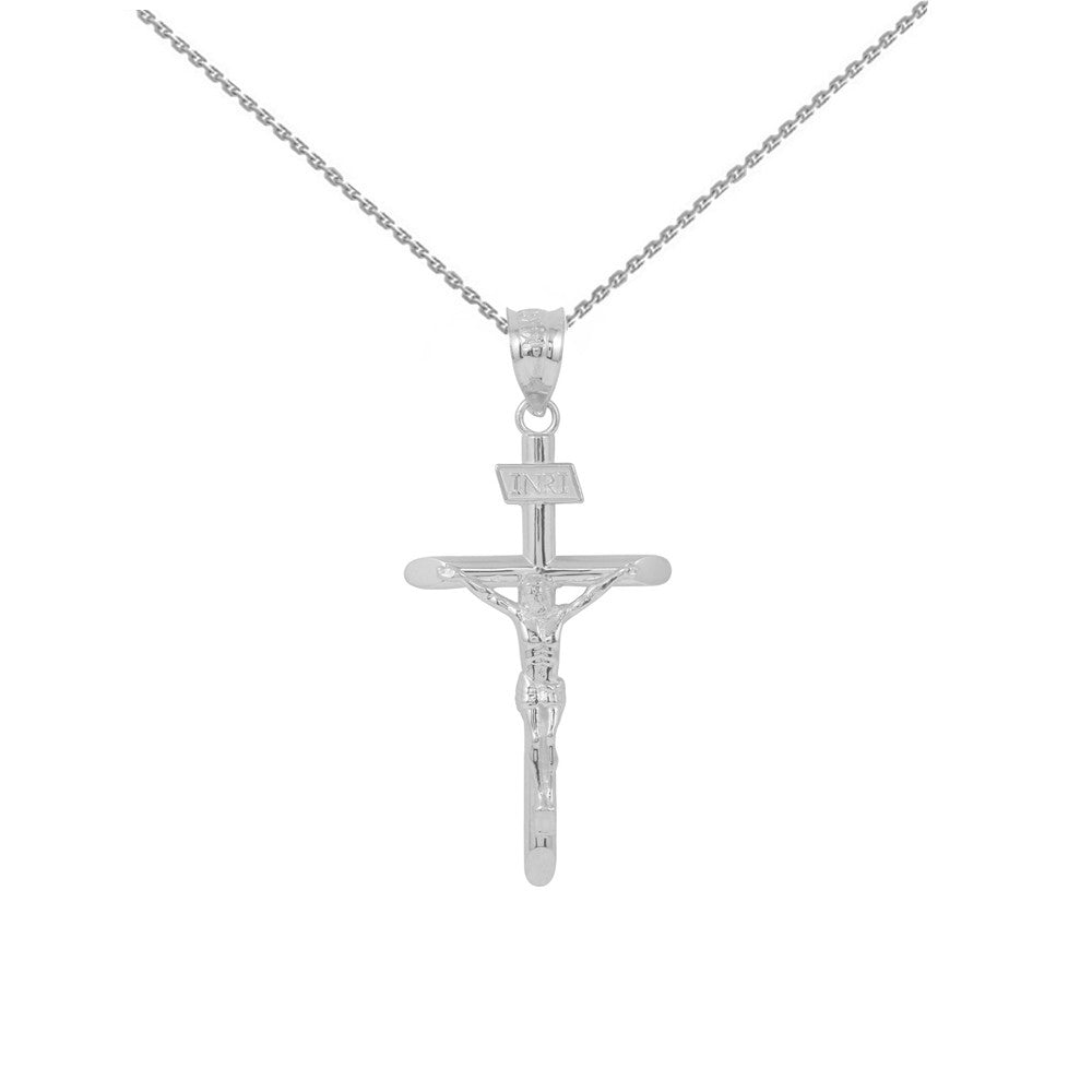 Solid Gold INRI Cross Pendant Necklace (1.39"), view 13