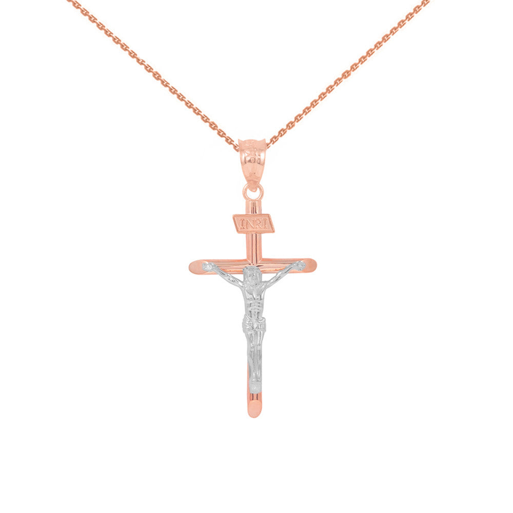 Solid Gold INRI Cross Pendant Necklace (1.39"), view 15