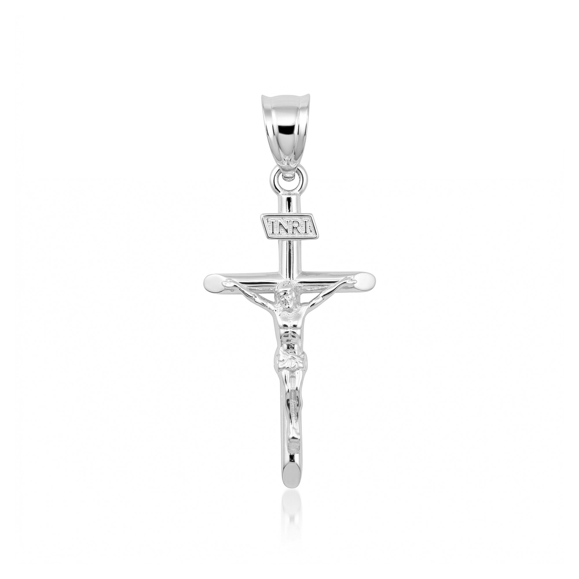 Solid Gold INRI Cross Pendant Necklace, view 6