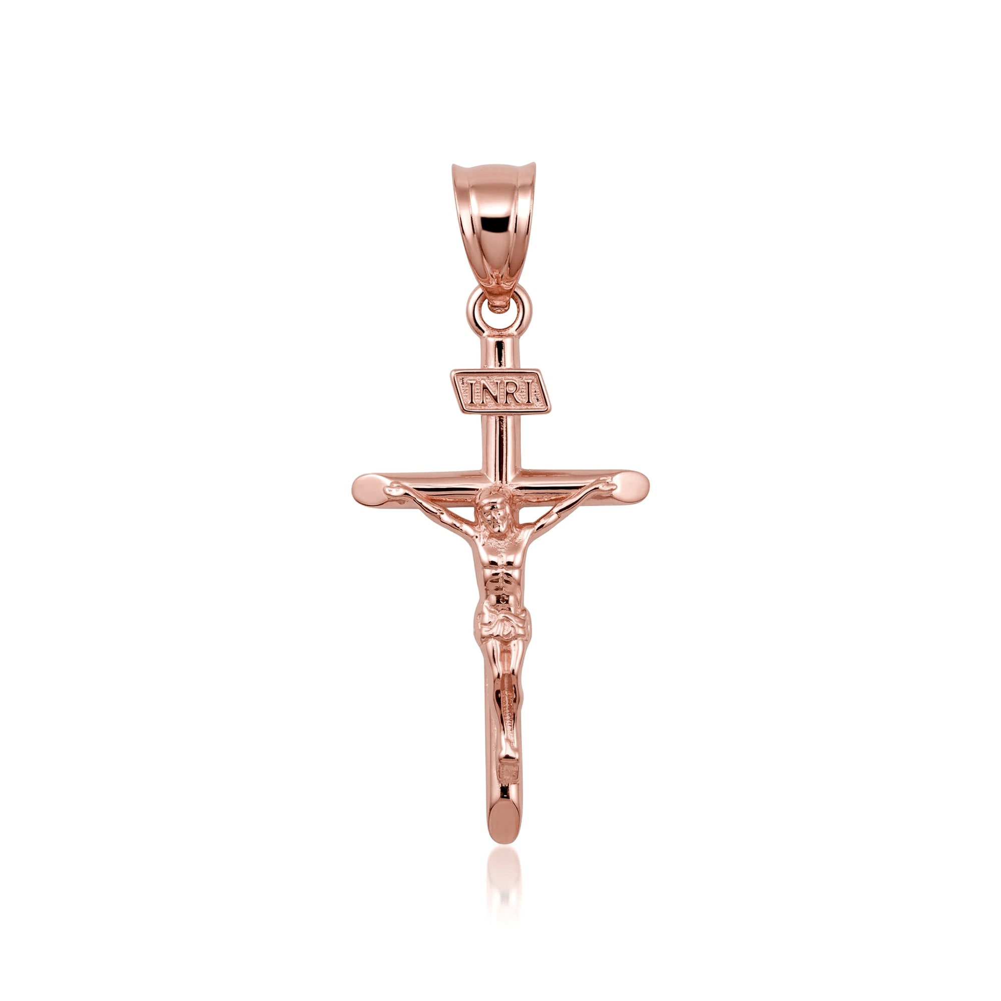 Solid Gold INRI Cross Pendant Necklace, view 7