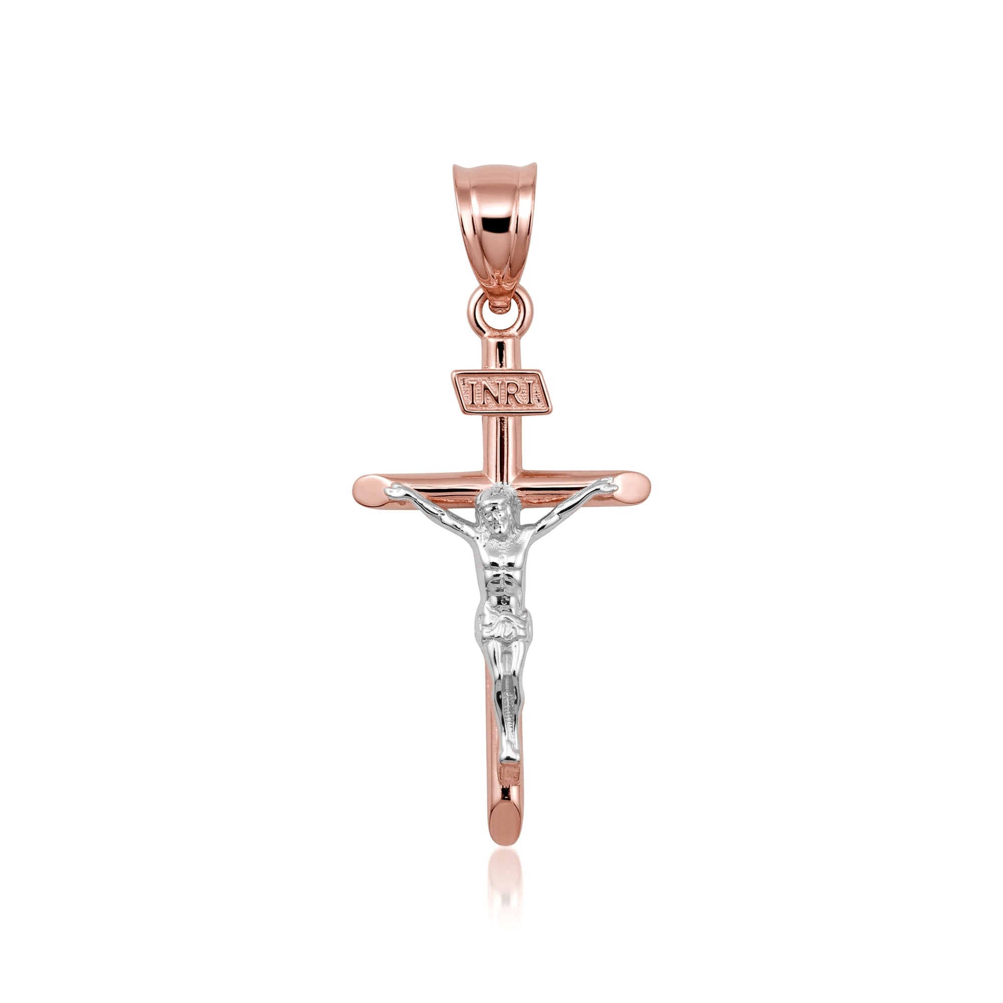Solid Gold INRI Cross Pendant Necklace, view 8