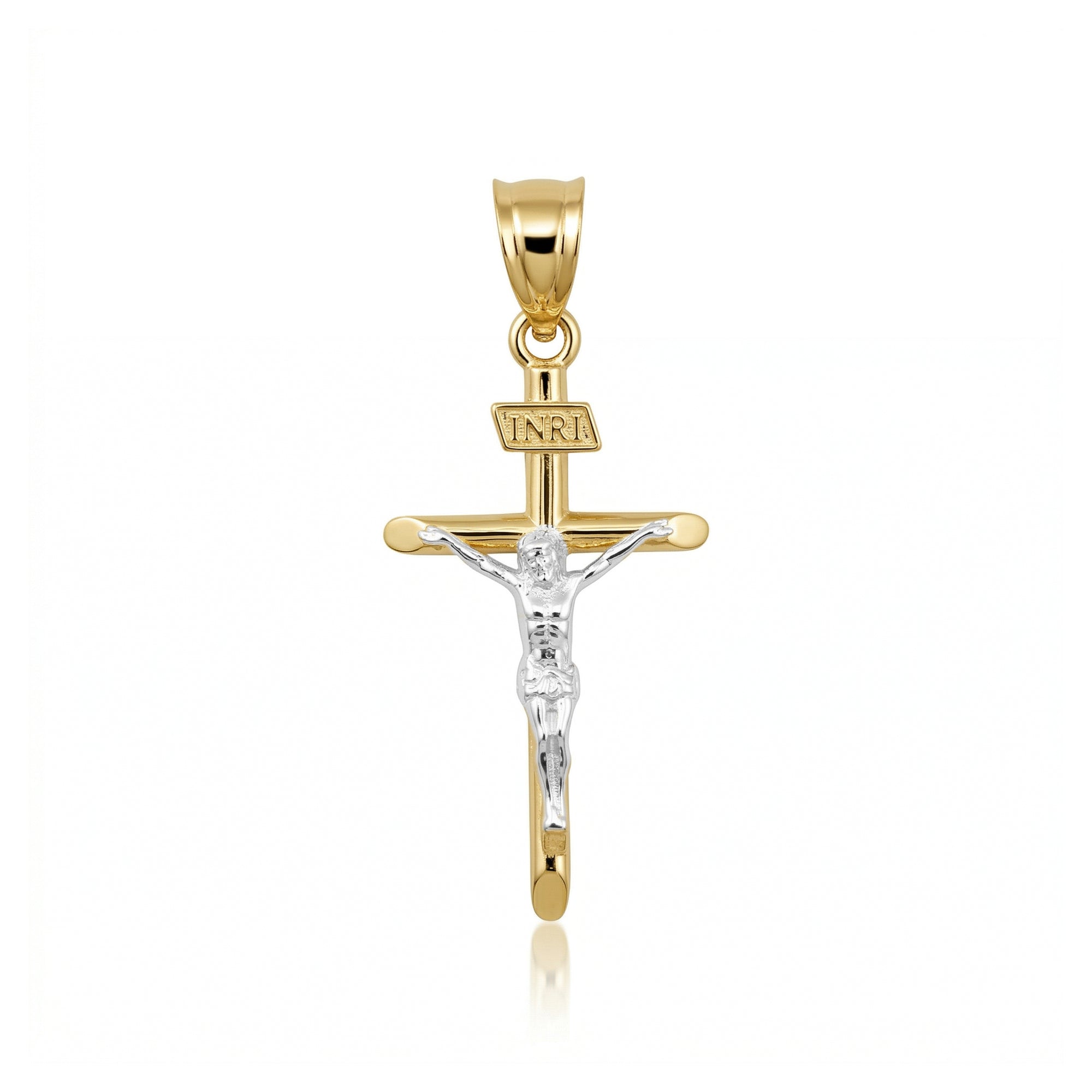 Solid Gold INRI Cross Pendant Necklace, view 9
