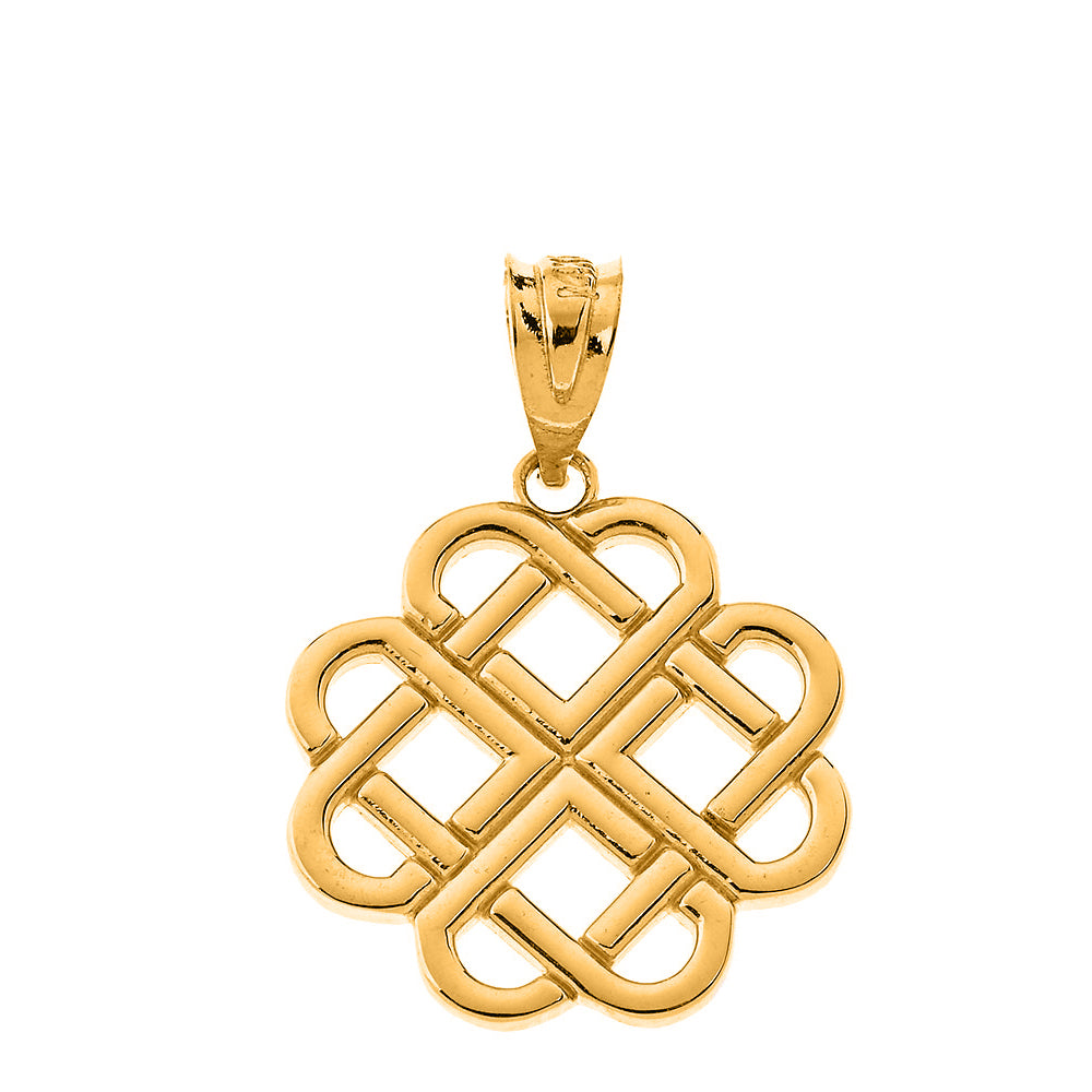 Solid Gold Interlocking Hearts Celtic Love Knot Pendant Necklace, view 2
