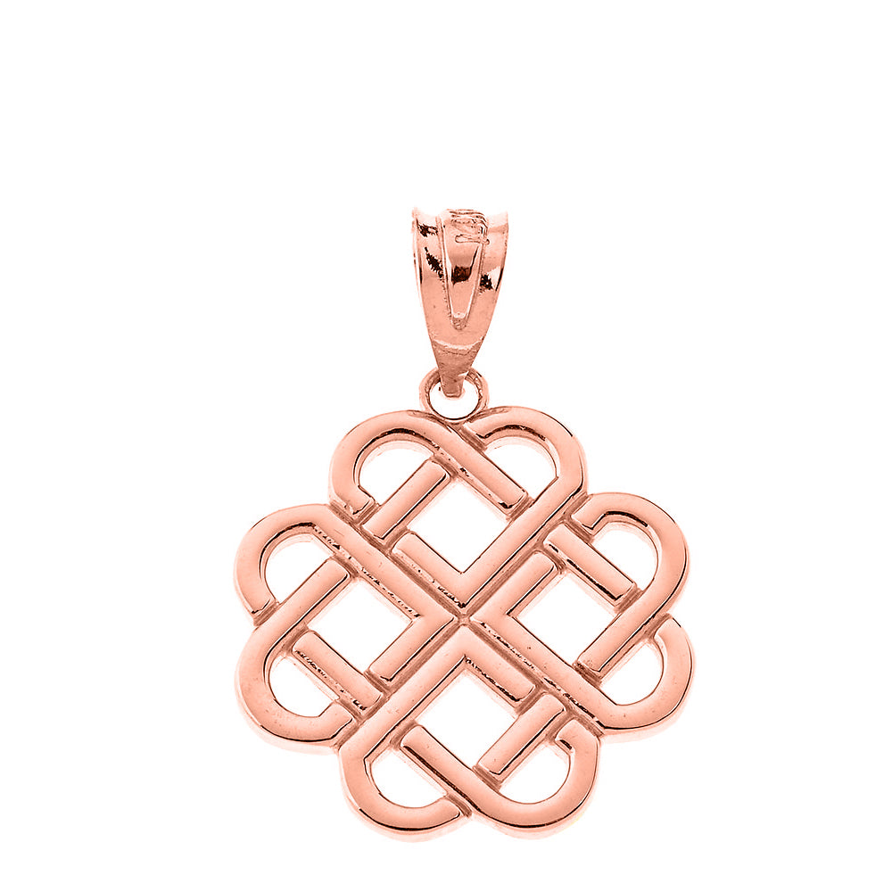 Solid Gold Interlocking Hearts Celtic Love Knot Pendant Necklace, view 4