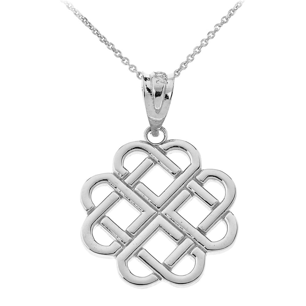 Solid Gold Interlocking Hearts Celtic Love Knot Pendant Necklace, view 5