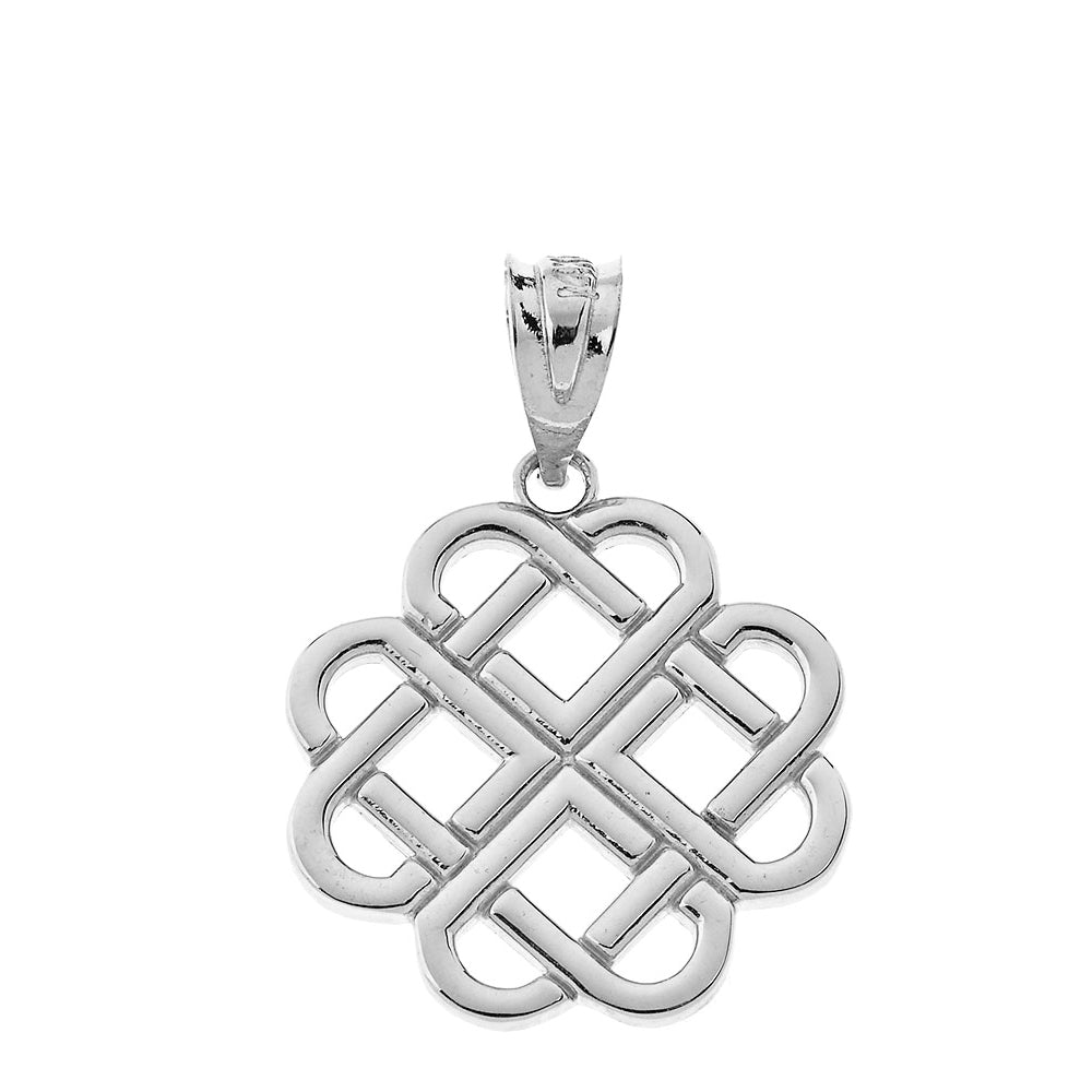 Solid Gold Interlocking Hearts Celtic Love Knot Pendant Necklace, view 6