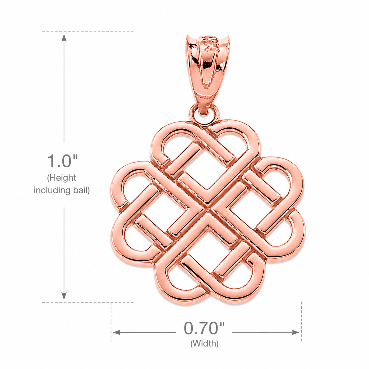 Solid Gold Interlocking Hearts Celtic Love Knot Pendant Necklace, view 7