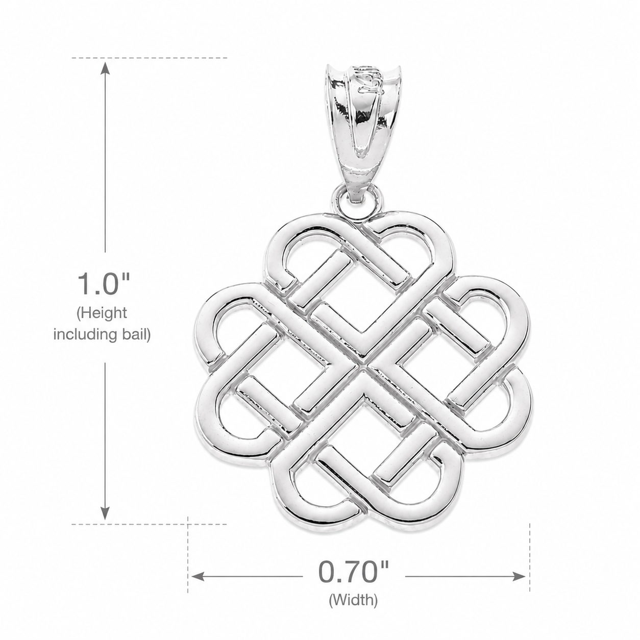 Solid Gold Interlocking Hearts Celtic Love Knot Pendant Necklace, view 8