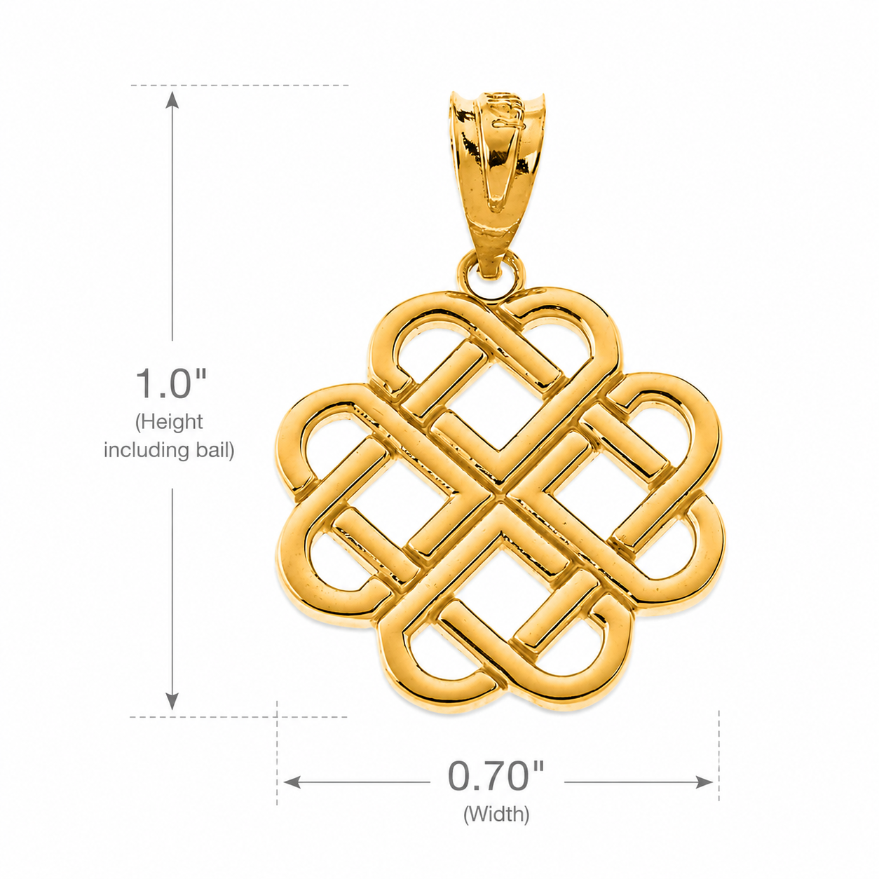 Solid Gold Interlocking Hearts Celtic Love Knot Pendant Necklace, view 9
