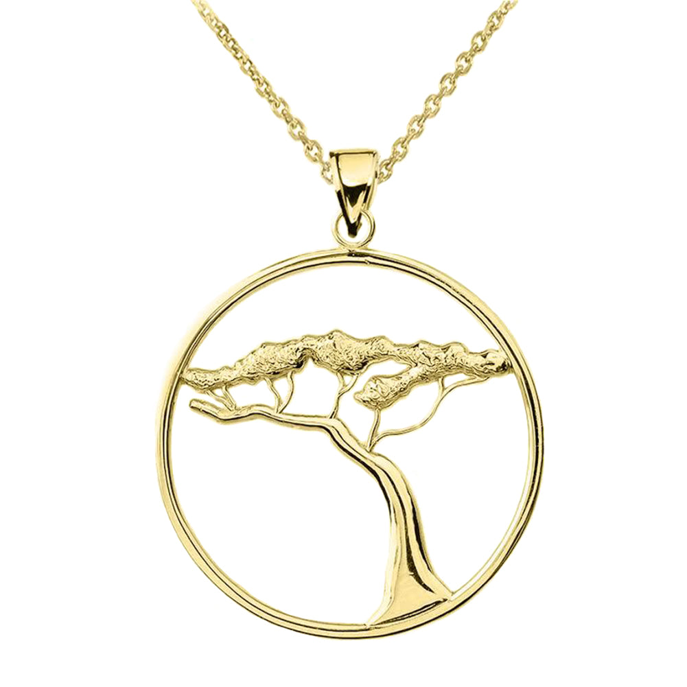 Solid Gold Japanese Bonsai Pendant