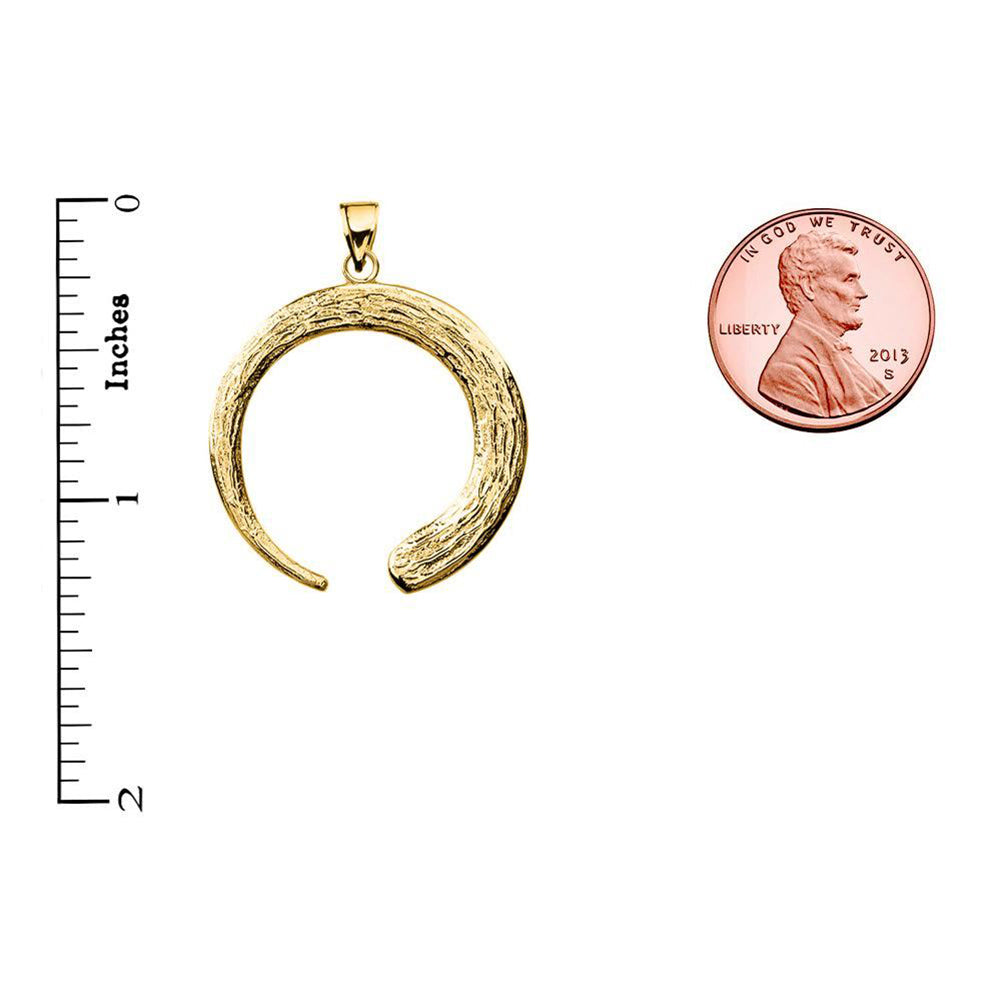 Solid Gold Japanese Buddhist Zen Circle Pendant, view 4