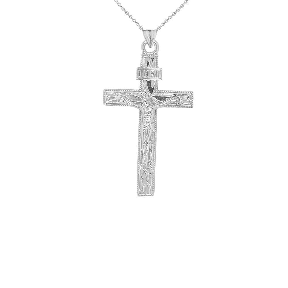 Solid Gold Jesus Christ INRI Crucifix Cross Pendant Necklace, view 5
