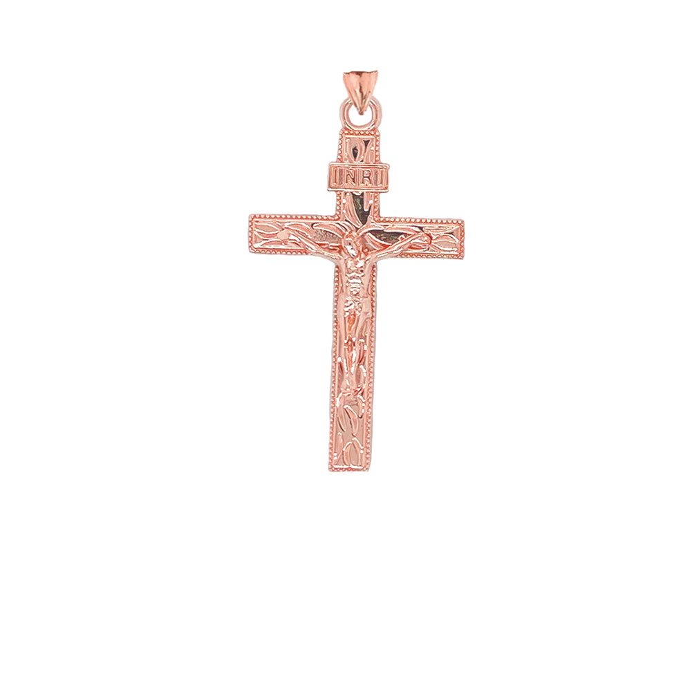 Solid Gold Jesus Christ INRI Crucifix Cross Pendant Necklace, view 6