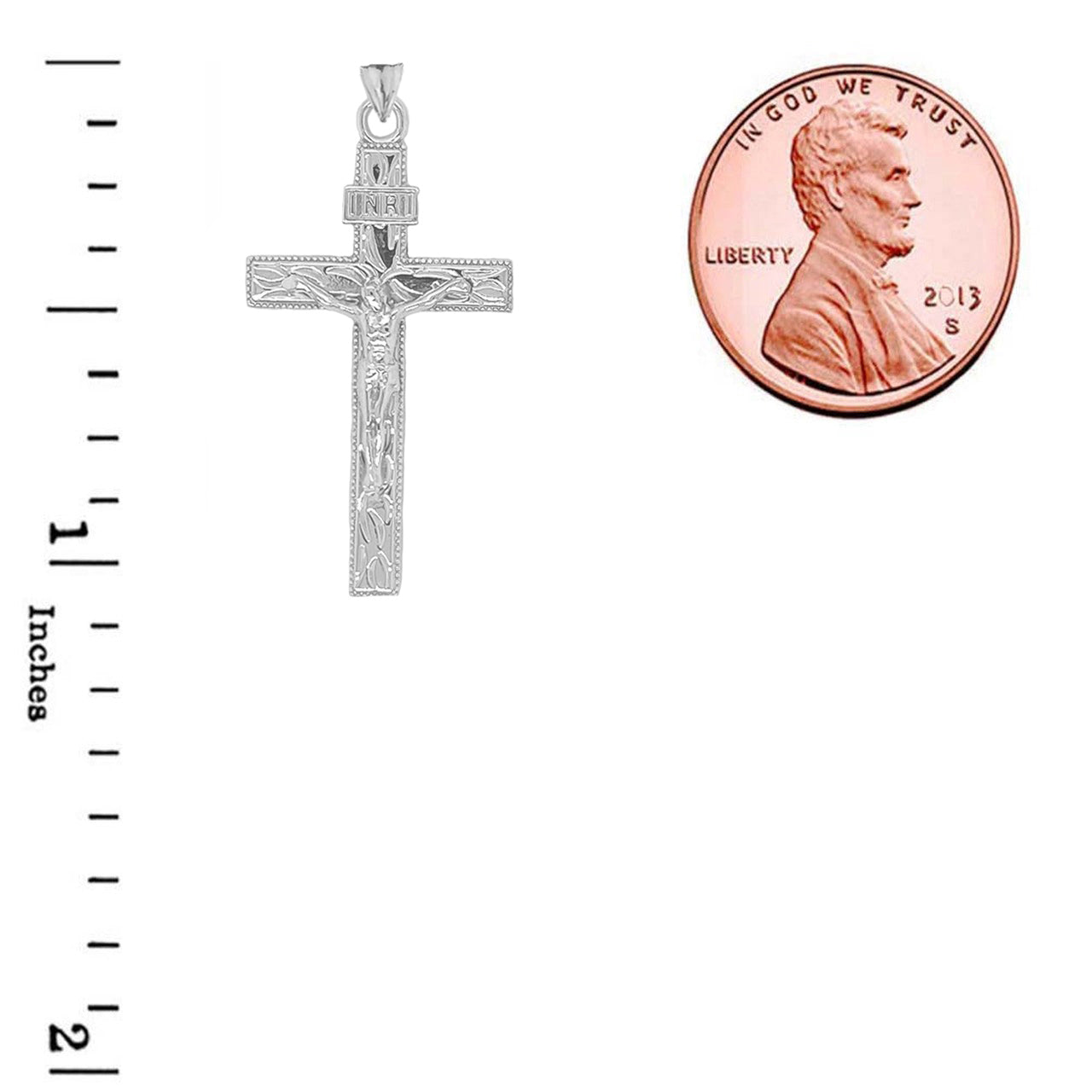 Solid Gold Jesus Christ INRI Crucifix Cross Pendant Necklace, view 9
