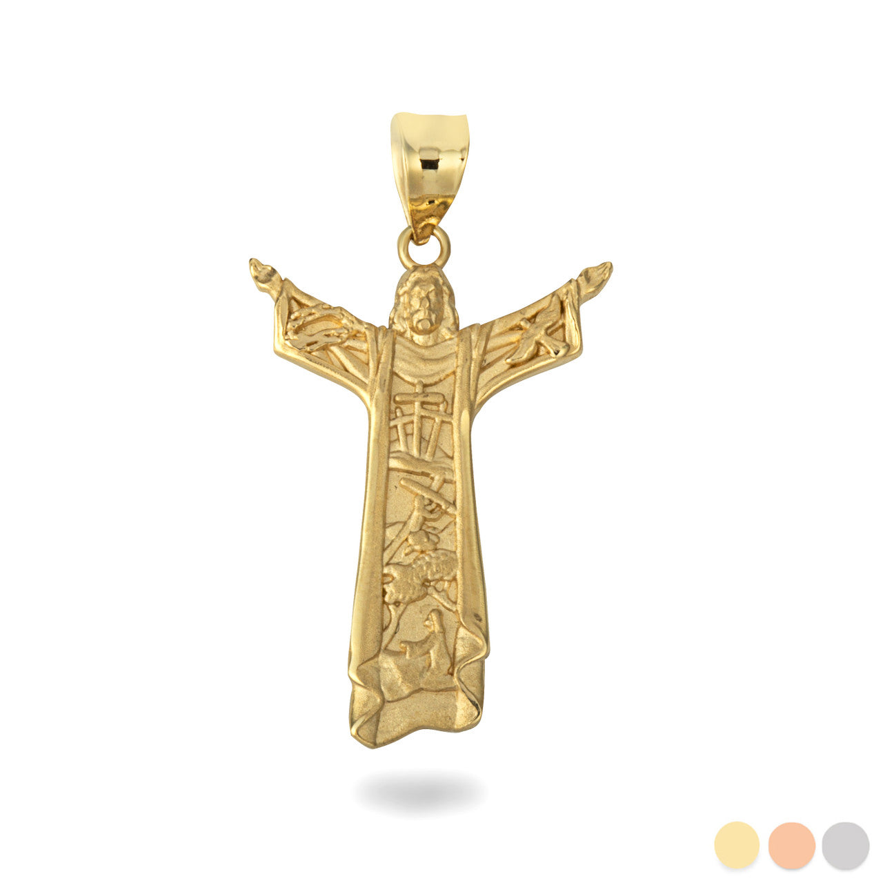 Solid Gold Jesus Christ the Redeemer Rio de Janeiro Brazil Pendant Necklace