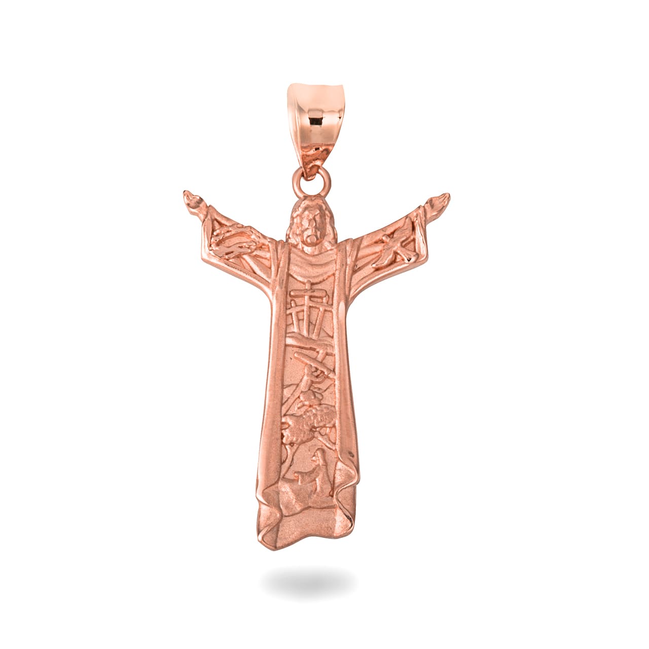 Solid Gold Jesus Christ the Redeemer Rio de Janeiro Brazil Pendant Necklace, view 6
