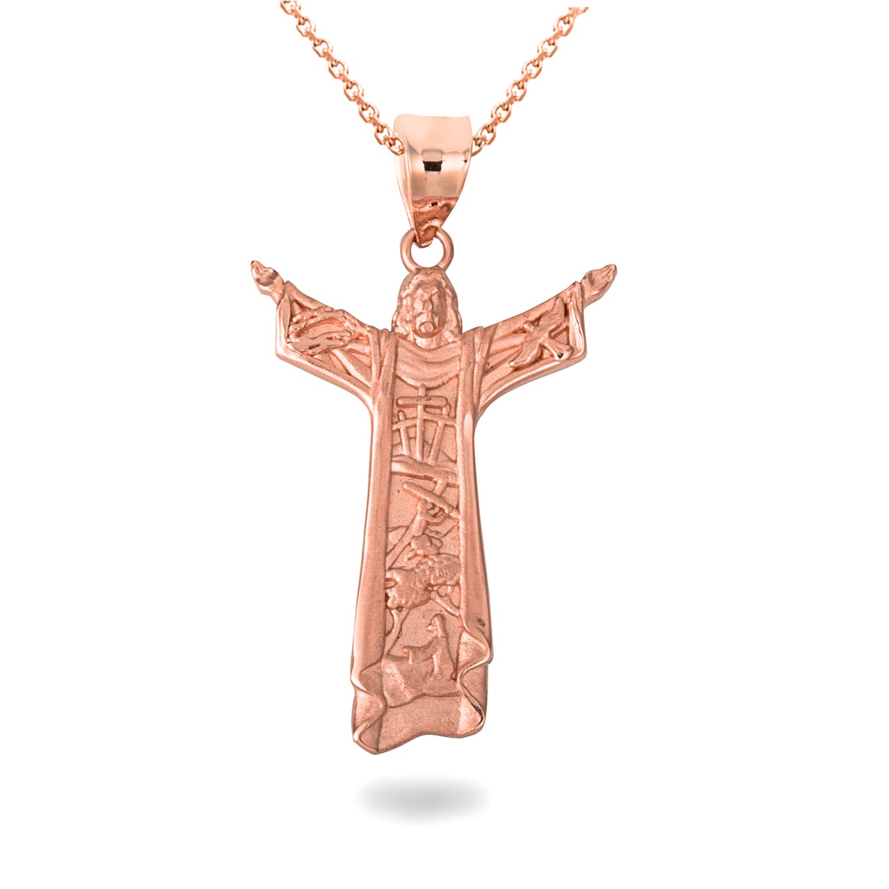 Solid Gold Jesus Christ the Redeemer Rio de Janeiro Brazil Pendant Necklace, view 7