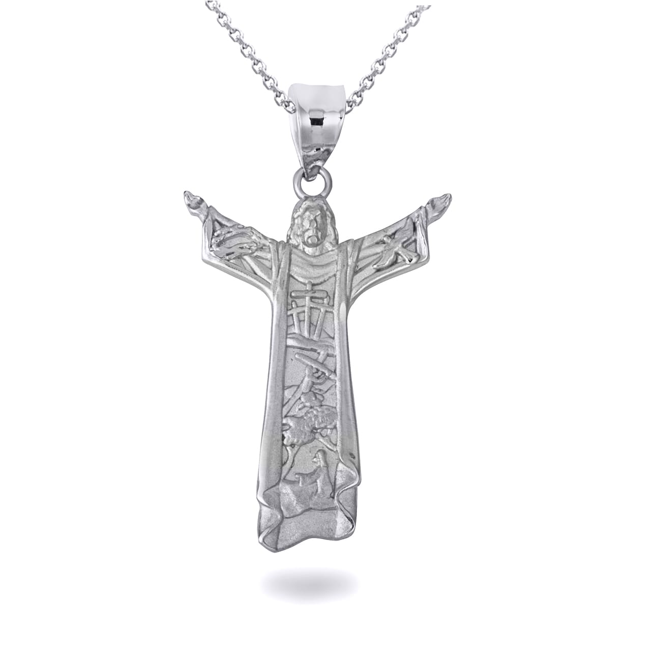 Solid Gold Jesus Christ the Redeemer Rio de Janeiro Brazil Pendant Necklace, view 9