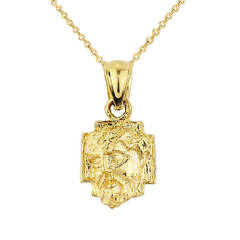 Solid Gold Jesus Face Pendant