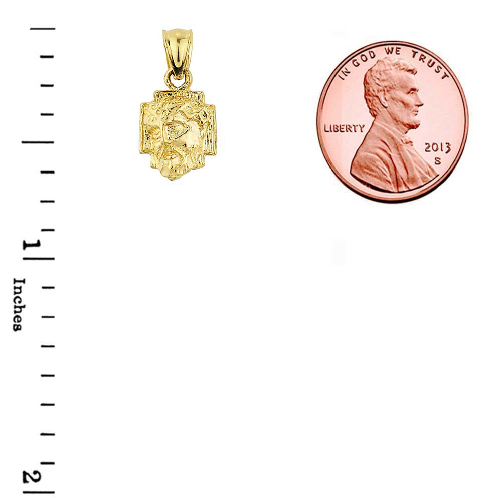 Solid Gold Jesus Face Pendant, view 3