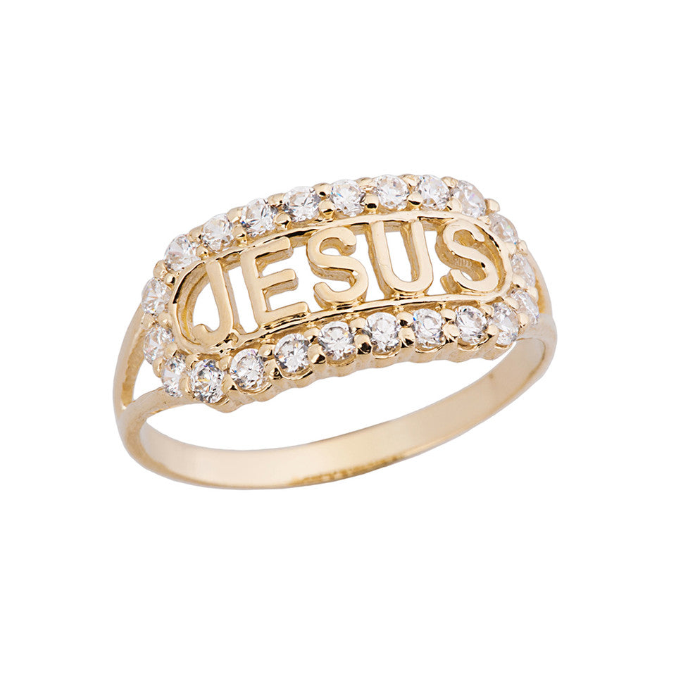 Solid Gold 'JESUS' Ring, view 4