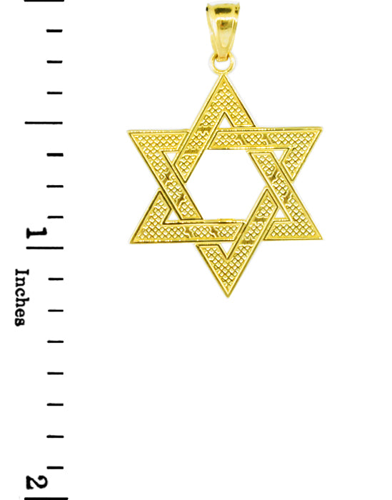 Solid Gold Jewish Star of David Reversible Pendant (M) 1.25", view 2