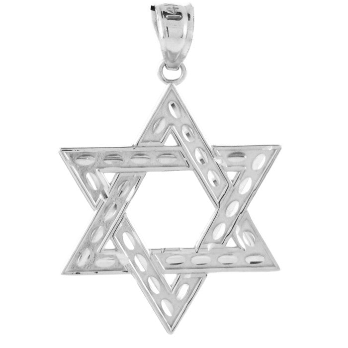 Solid Gold Jewish Star of David Reversible Pendant (M) 1.25", view 4